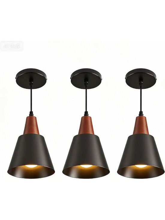 Other - 3 Pack Black Pendant Lights - Minimalist Industrial Ceiling Fixtures for Kitchen